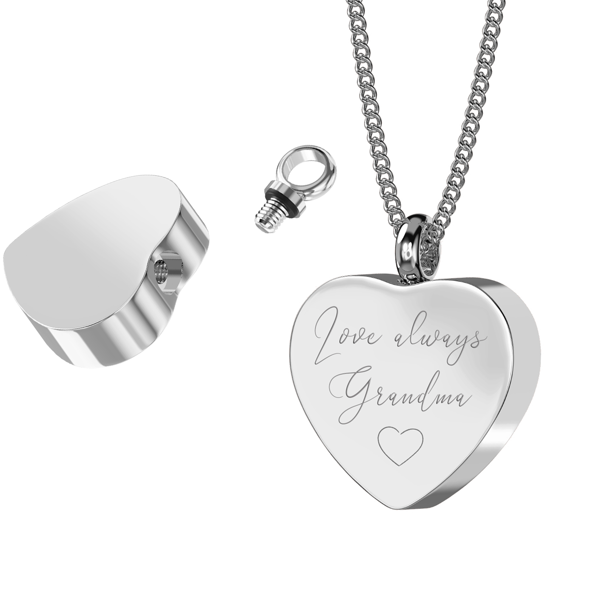 Actual Handwriting Silver Heart Cremation Urn Necklace. Hand written notes, Signatures. Memorial Jewellery